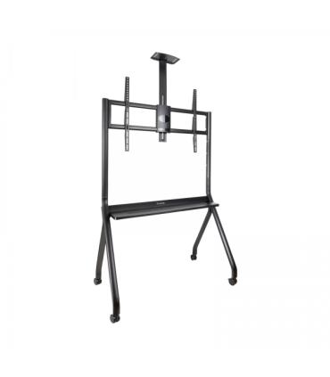 Tooq iStar Soporte de Suelo con Ruedas para Pantallas de 55-100" - Bandeja Inferior Multiusos y Bandeja Superior Regulable..