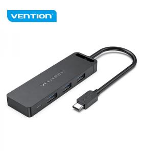 Vention HUB 5 en 1 USB-C a 3xUSB3.0/USB-C(Gen1)/Micro-B Powered - 0.15m - Color Negro