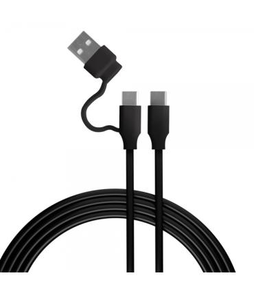 FR-TEC Cable de Carga USB-C a USB-C con Adaptador USB-A - Compatible con los Puertos PS5 - Longitud 3m - Color Negro