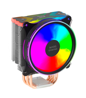 Mars Gaming MCPUXU9 Disipador CPU - Doble torre - Ventiladores hibridos ultrasilenciosos - 9 heatpipes de cobre - HCT Ultra hast