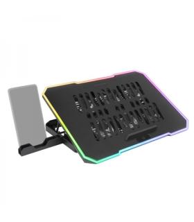 Mars Gaming MNBC7 Base Refrigeradora - 6 Ventiladores Controlables - Altura Regulable - Soporte Movil Integrado - 2 Puertos USB.