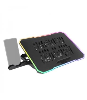 Mars Gaming MNBC7 Base Refrigeradora - 6 Ventiladores Controlables - Altura Regulable - Soporte Movil Integrado - 2 Puertos USB.