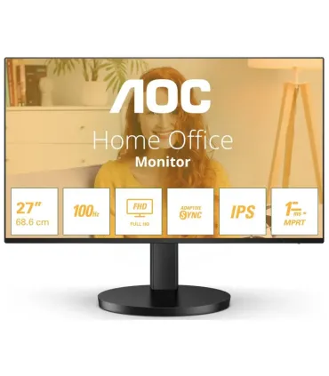 AOC Monitor 27" LED IPS FullHD 1080p 100Hz - Respuesta 1ms - Angulo de Vision 178° - Altavoces Incorporados - HDMI, VGA, Audio..