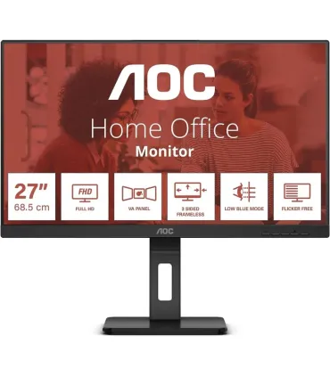 AOC Monitor 27" LED IPS FullHD 1080p 75Hz - Respuesta 4ms - Ajuste de Altura - Angulo de Vision 178° - Altavoces Incorporados ..