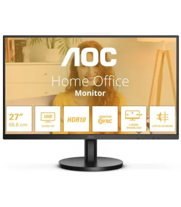AOC Monitor 27" LED VA UltraHD 4K 60Hz - Respuesta 4ms - Angulo de Vision 178° - Altavoces Incorporados - HDMI, Audio - Montaje.