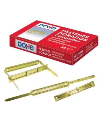 Dohe Caja de 50 Fasteners Metalicos Dorados - Para Encuadernaciones de 80mm - Lengüeta y Pasador