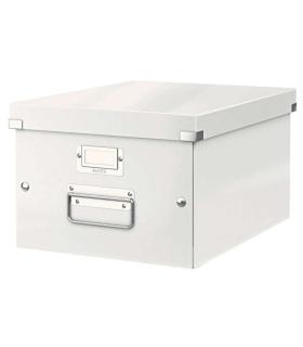 Leitz Click & Store WOW Caja Organizadora Mediana - Asas de Metal - 85% Carton Reciclado - Hasta 9kg de Capacidad - Color Blanco