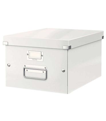 Leitz Click & Store WOW Caja Organizadora Mediana - Asas de Metal - 85% Carton Reciclado - Hasta 9kg de Capacidad - Color Blanco
