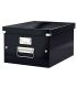 Leitz Click & Store WOW Caja Organizadora Mediana - Asas de Metal - 85% Carton Reciclado - Hasta 9kg de Capacidad - Color Negro