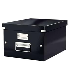 Leitz Click & Store WOW Caja Organizadora Mediana - Asas de Metal - 85% Carton Reciclado - Hasta 9kg de Capacidad - Color Negro