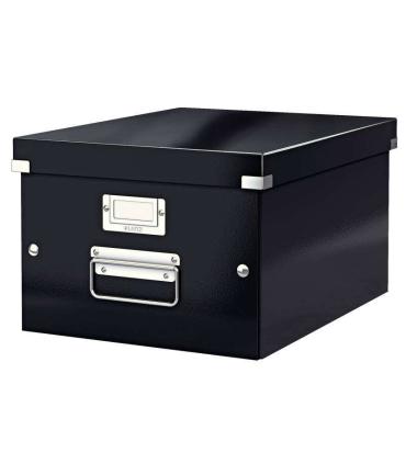 Leitz Click & Store WOW Caja Organizadora Mediana - Asas de Metal - 85% Carton Reciclado - Hasta 9kg de Capacidad - Color Negro