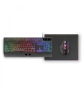 Mars Gaming MCP124 Combo Gaming 3en1 - Teclado H-Mech FRGB - Raton RGB Switches HUANO - Alfombrilla Nanotextil Rainbow - Compati