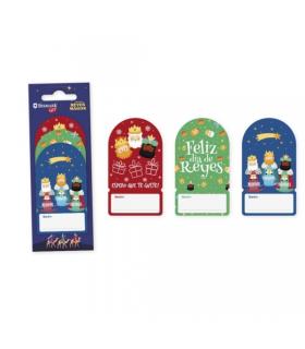 Bismark Pack de 6 Etiquetas Adhesivas Navideñas para Regalos - 3 Diseños de Reyes Magos - Espacio para Escribir