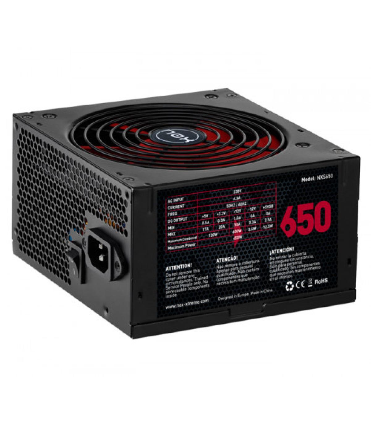 NOX NXS650 unidad de fuente de alimentación 650 W 20+4 pin ATX Negro, Rojo