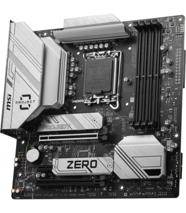 PLACA MSI B760M PROJECT ZERO,BTF,INTEL,1700,B760,4DDR5,256GB,HDMI+DP,4SATA3/6G+2M.2,9USB3.2,2.5GB+WIFI6E+BT5.3,MATX