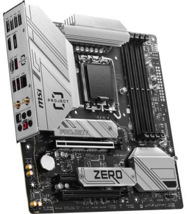 PLACA MSI B760M PROJECT ZERO,BTF,INTEL,1700,B760,4DDR5,256GB,HDMI+DP,4SATA3/6G+2M.2,9USB3.2,2.5GB+WIFI6E+BT5.3,MATX