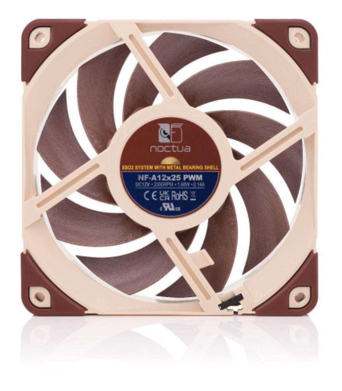 NOCTUA VENTILADOR CAJA NF-A12X25-PWM, 120MM FAN, 120X120X25MM, 12V, 2000RPM/1700RPM/450RPM, 22,6 DB(A), 102,1 M3/H, 2,34 MM H2O.
