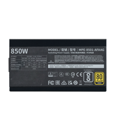 Cooler Master MWE Gold 850 V2 ATX 3.0 Ready unidad de fuente de alimentación 850 W 24-pin ATX Negro