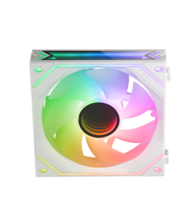 MARS GAMING MF-LINKFINITY, 120MM PWM MODULAR FAN, LINKFINITY CONTACT SYSTEM, INFINITY MIRROR ARGB 360º, WHITE