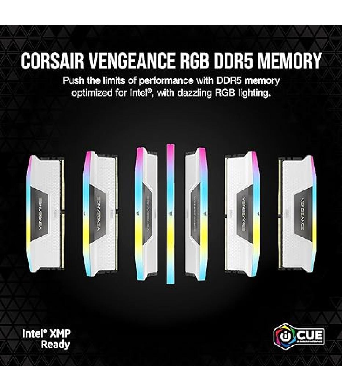 MEMORIA CORSAIR DDR5 64GB 2X32GB PC5600 VENGEANCE RGB BLANCA CMH64GX5M2B5600C40W