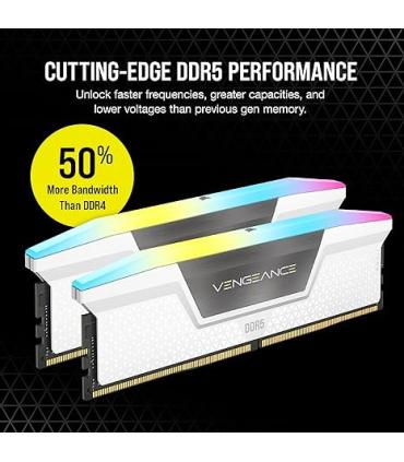MEMORIA CORSAIR DDR5 64GB 2X32GB PC5600 VENGEANCE RGB BLANCA CMH64GX5M2B5600C40W