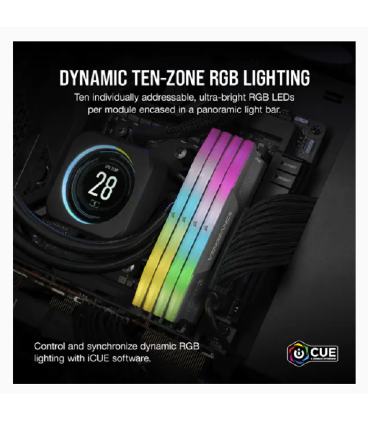 MEMORIA CORSAIR DDR5 32GB 2X16GB PC5200 VENGEANCE RGB CMH32GX5M2B5200Z40K