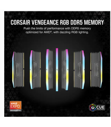 MEMORIA CORSAIR DDR5 64GB 2X32GB PC5200 VENGEANCE RGB CMH64GX5M2B5200Z40K