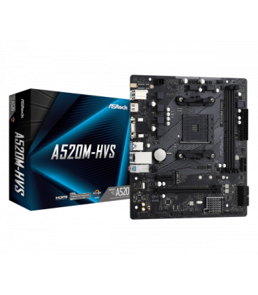 PLACA ASROCK A520M-HVS,AMD,AM4,A520,2DDR4,64,VGA+HDMI,4SATA3,1M.2,4USB2.0,2USB3.2,USB-C,1GB,MATX