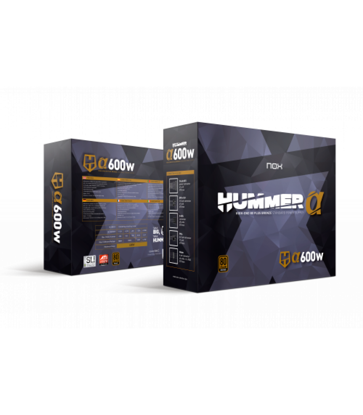 NOX Hummer Alpha unidad de fuente de alimentación 600 W 24-pin ATX ATX Negro