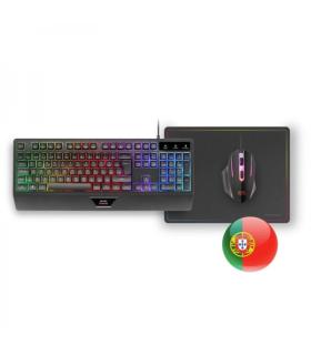 Mars Gaming MCP124 Combo Gaming 3en1 - Teclado H-Mech RGB - Raton 3200 DPI Switches HUANO - Alfombrilla Nanotextil Rainbow - Mul