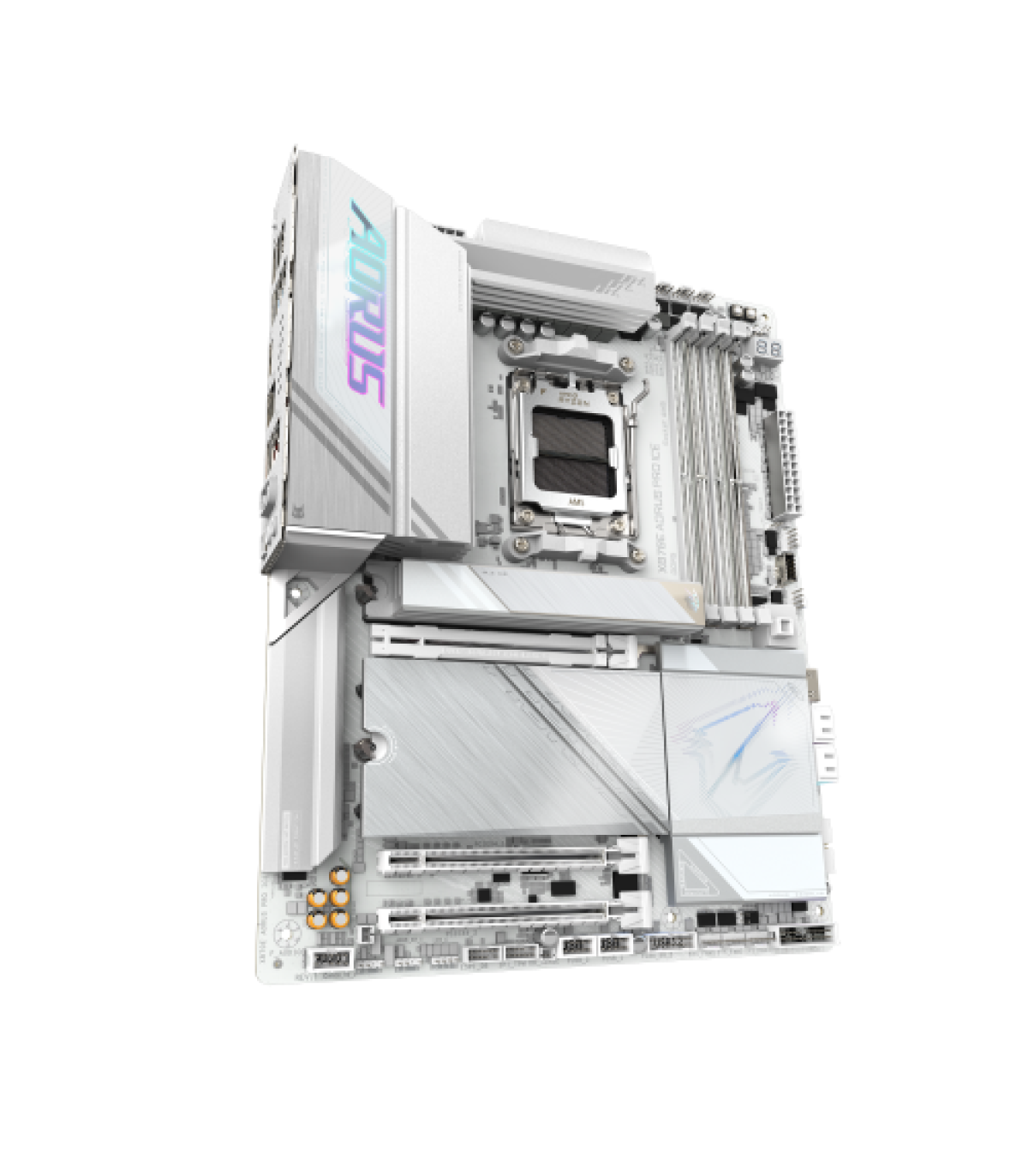 GIGABYTE Placa base X870E AORUS PRO ICE - Compatible con CPUs AMD Ryzen 9000, VRM digital de 16+2+2 fases, hasta 8000MHz DDR5 (O