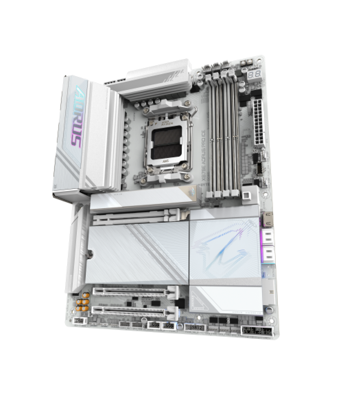 GIGABYTE Placa base X870E AORUS PRO ICE - Compatible con CPUs AMD Ryzen 9000, VRM digital de 16+2+2 fases, hasta 8000MHz DDR5 (O