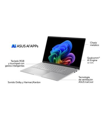 ASUS Vivobook S 15 OLED S5507QA-MA006W Copilot+ PC - Ordenador Portátil 15.6" Wide Quad HD+ 120Hz (Qualcomm Snapdragon X1E78100.