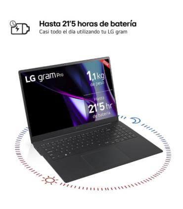 LG PORTATIL (16Z90SP-K.AA75B) GRAM PRO 16" 16Z90SP/ WINDOWS 11 HOME/ I7 155H TUBOBOOST/16GB LPDDR5/ 512 GB SSD/ IRIS ARC/ 1,2KG.