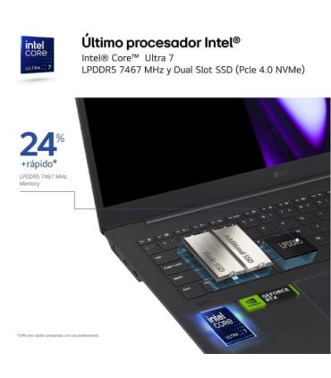 LG PORTATIL (16Z90SP-K.AA75B) GRAM PRO 16" 16Z90SP/ WINDOWS 11 HOME/ I7 155H TUBOBOOST/16GB LPDDR5/ 512 GB SSD/ IRIS ARC/ 1,2KG.