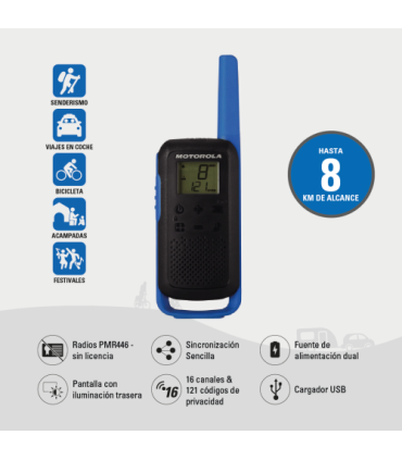 PACK 2 WALKIE TALKIE T62 AZUL MOTOROLA 59T62BLUEPACK