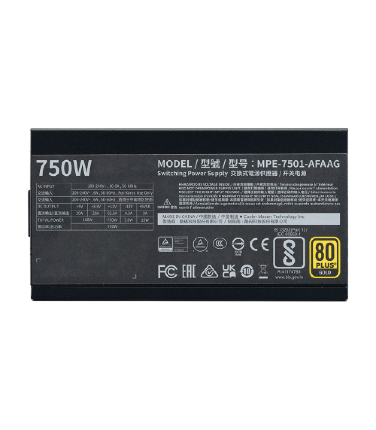 Cooler Master MWE Gold 750 V2 ATX 3.0 Ready unidad de fuente de alimentación 750 W 24-pin ATX Negro