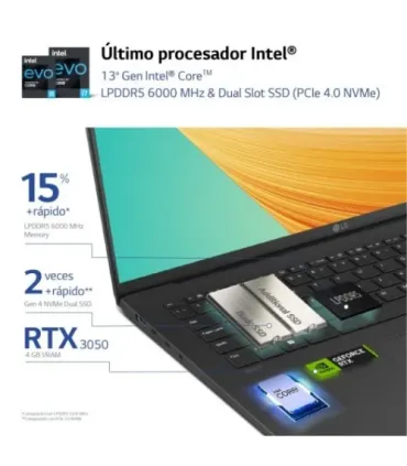 LG PORTATIL (16Z90R-E.AD75B) 16"/ÇCORE I7-1360P/32 GB RAM/512 GB SSD/W11