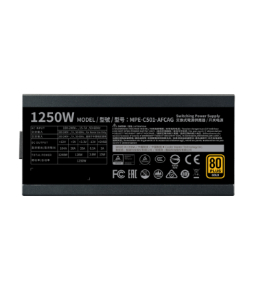 FUENTE ALIMENTACION COOLER MASTER MWE GOLD 1250W V2 FULL MODULAR 80+ GOLD MPE-C501-AFCAG-EU
