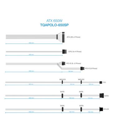 TooQ TQAPOLO-650SP unidad de fuente de alimentación 650 W 20+4 pin ATX ATX Negro