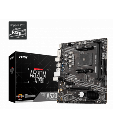 MSI A520M-A PRO placa base AMD A520 Zócalo AM4 micro ATX