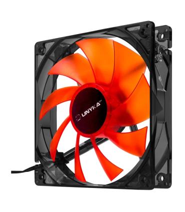 Unykach Ventilador 120mm con LED Rojo - Velocidad Max. 1200rpm - Color Rojo/Negro