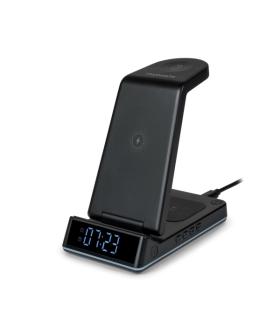 Thomson Reloj Despertador con Estacion de Carga Inalambrica para Smartphone, iWatch y Auriculares - Pantalla LCD - Luz de Noche.