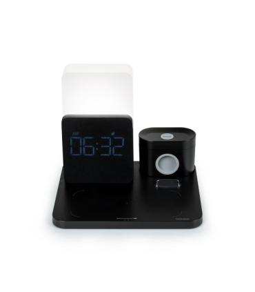 Thomson Reloj Despertador con Estacion de Carga Inalambrica para Smartphone, Smartwatch - Carga USB-C para Auriculares - Pantall