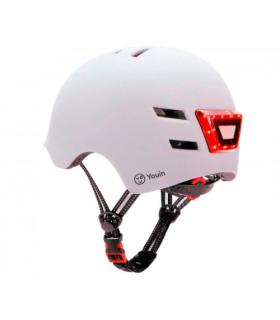 YOUIN CASCO CON LED FRONTAL Y TRASERO BLANCO (TALLA M