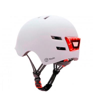 YOUIN CASCO CON LED FRONTAL Y TRASERO BLANCO (TALLA M
