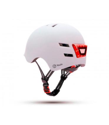 YOUIN CASCO CON LED FRONTAL Y TRASERO BLANCO (TALLA M