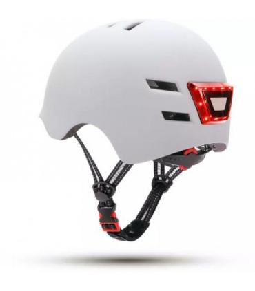 YOUIN CASCO CON LED FRONTAL Y TRASERO BLANCO (TALLA L