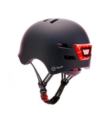 YOUIN CASCO CON LED FRONTAL Y TRASERO NEGRO (TALLA M