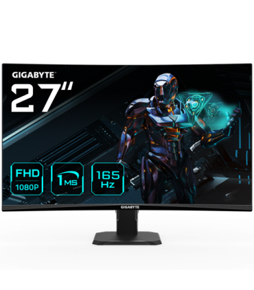 GIGABYTE Monitor de juego GS27F 27" FHD - 1920 x 1080 (FHD), 165Hz, 1ms, 300 cd/m², FreeSync Premium, compatible con HDR, HDMI..